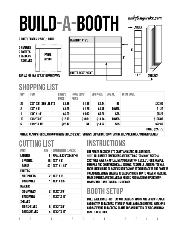 BOOTH INSTRUCTIONS