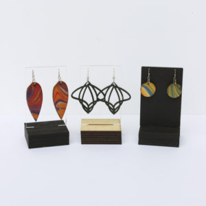 Wood and acrylic single earring displays